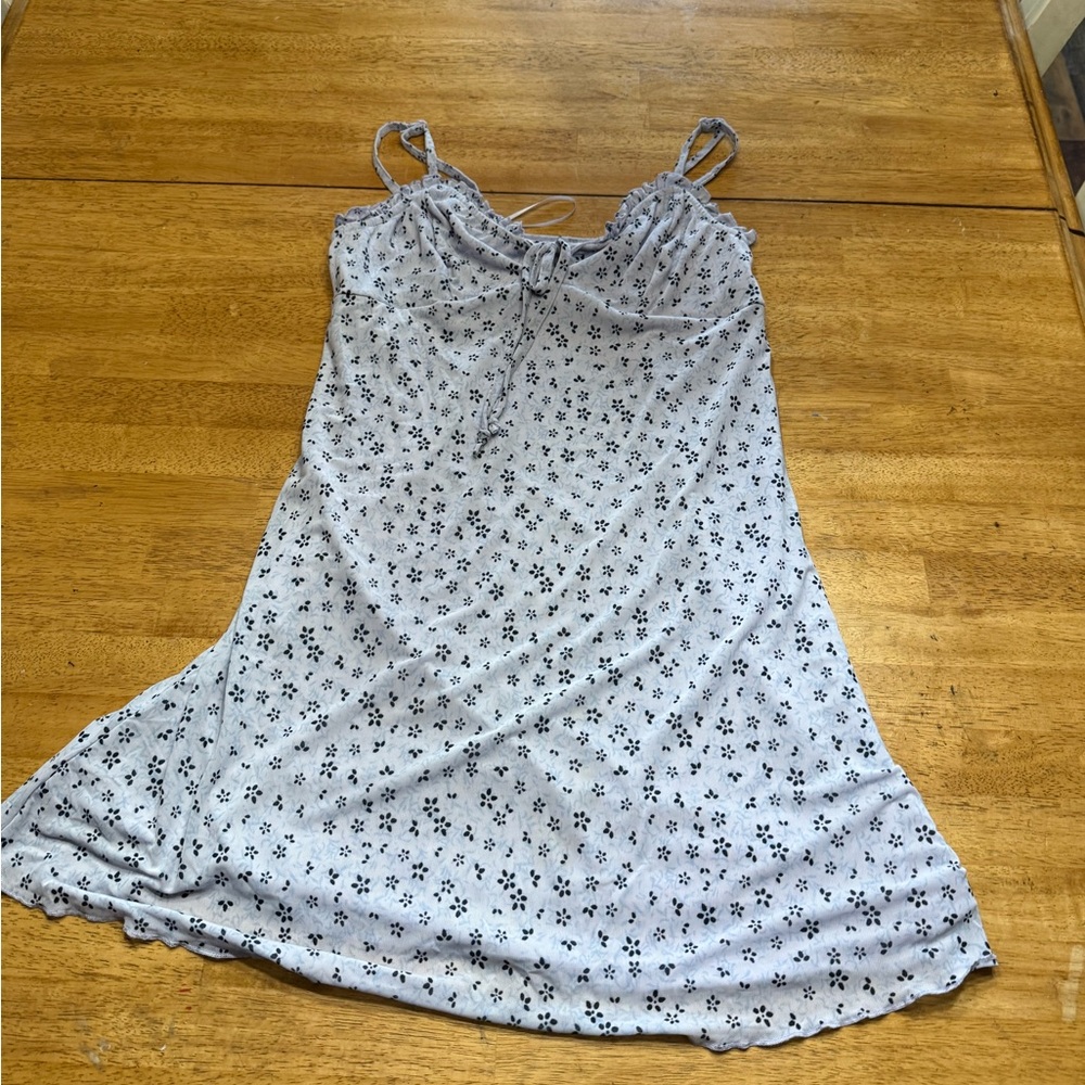 Pink Rose Blue Floral Dress